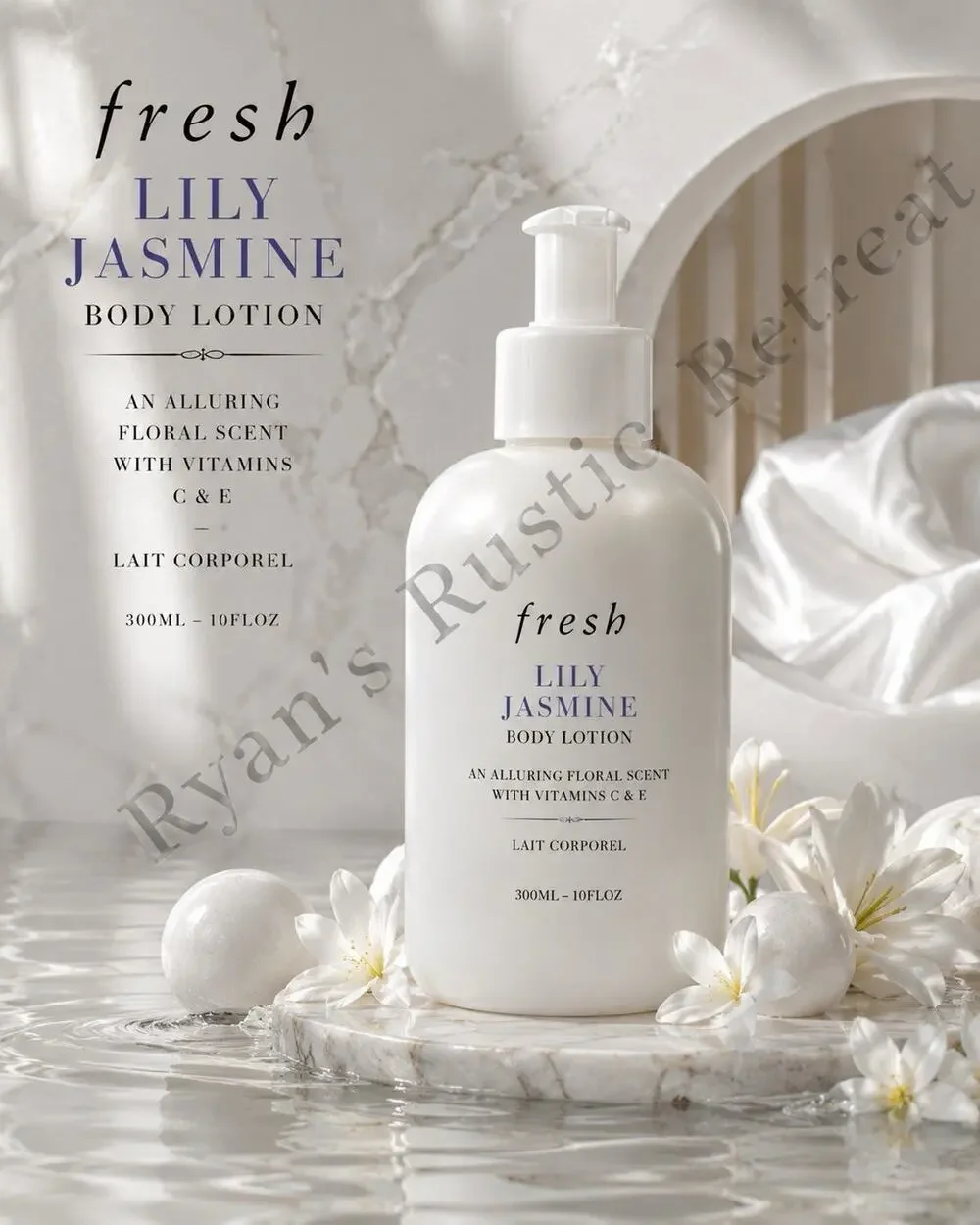 fresh - Lily Jasmine - Body Lotion - An Alluring Floral Scent- 10 fl oz/ 300 mL